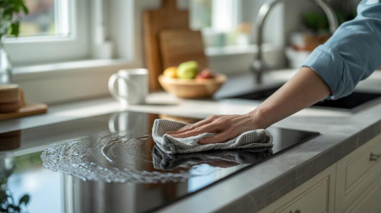 Veel mensen maken het aanrecht te snel schoon, en daarom blijft het plakken